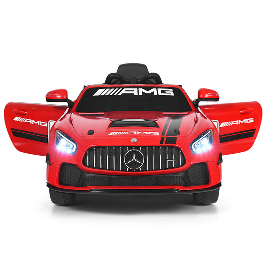 Infans Kids Ride On Car, 12V Licensed Mercedes Benz AMG GT Electric Vehicle w/ 2.4G Remote Control, Opening Doors, Head/Rear Lights, Swing Function, MP3 USB TF Input, Horn