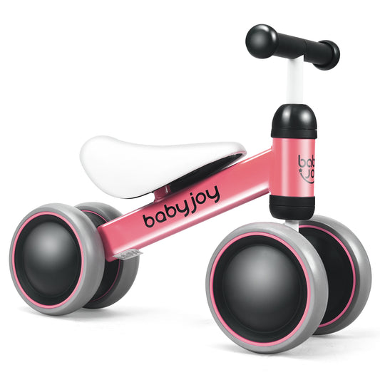 Infans 4 Wheels Baby Balance Bike Children Walker No-Pedal Toddler Toys Rides Pink