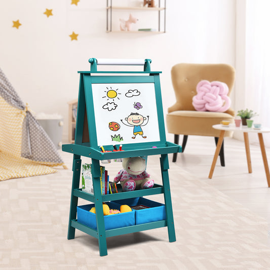 Infans 3 in 1 Double-Sided Storage Art Easel w/Paint Cups for Kid Writing Teal Frosting