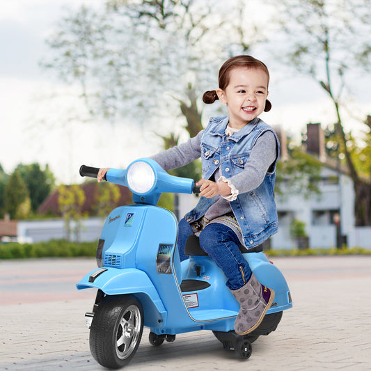 Infans 6V Kids Ride On Vespa Scooter Motorcycle for Toddler w/ Training Wheels Blue