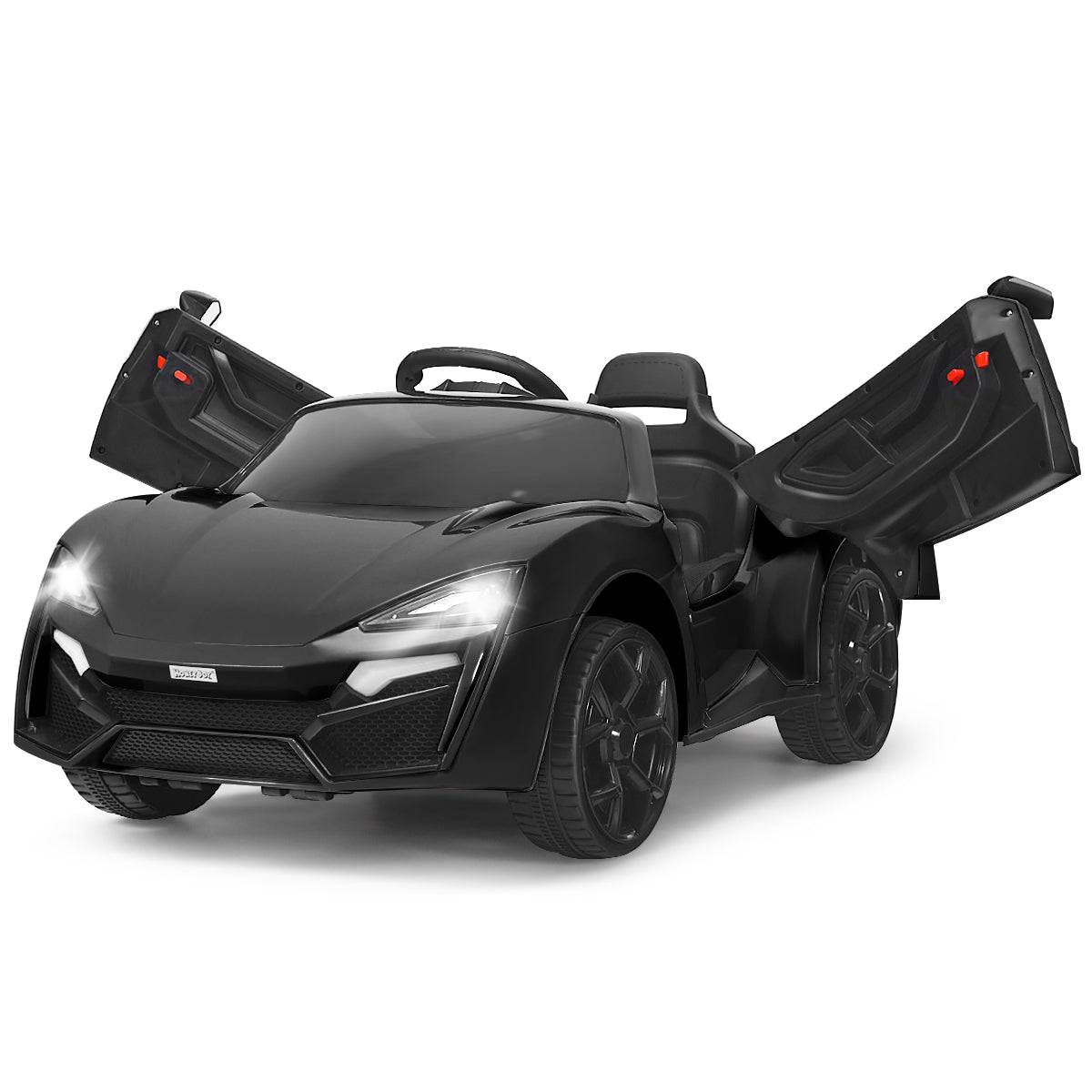 Infans 12V Kids Ride On Car 2.4G RC Electric Vehicle w/ Lights MP3 Openable Doors Black