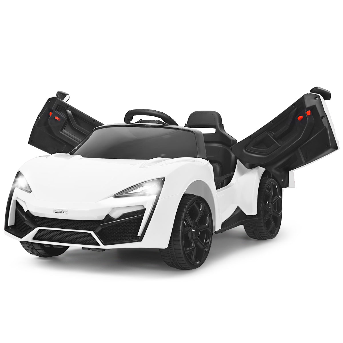 Infans 12V Kids Ride On Car 2.4G RC Electric Vehicle w/ Lights MP3 Openable Doors White