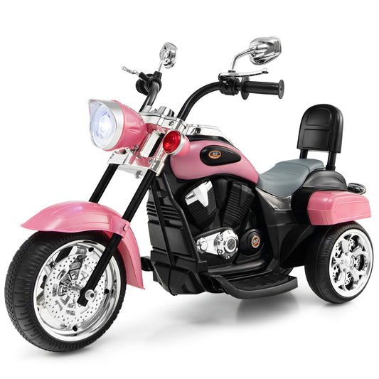 Infans 6V Kids Ride On Chopper Motorcycle 3 Wheel Trike with Headlight and Horn Pink