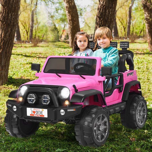 Infans 12V Kids Ride On Car 2 Seater Truck RC Electric Vehicle w/Storage Pink