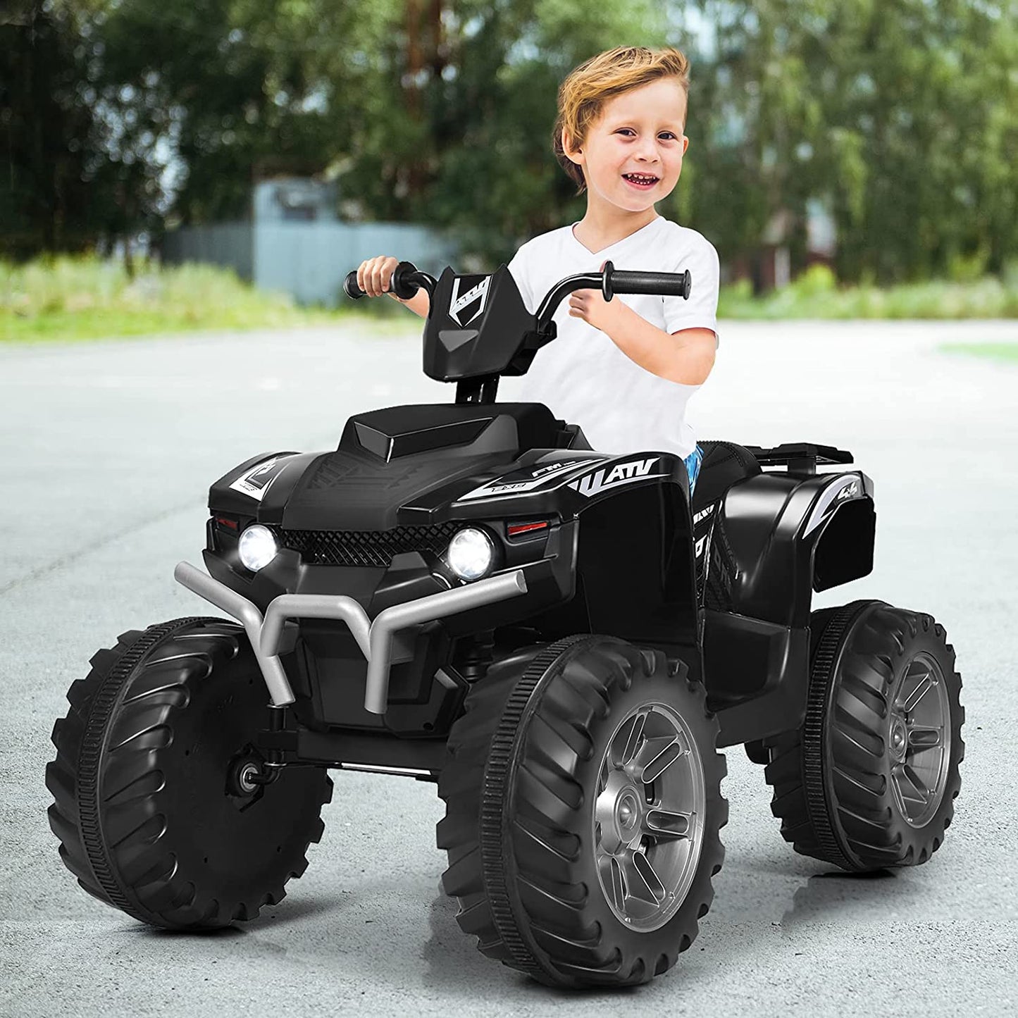 Infans 12V Kids 4-Wheeler ATV Quad Ride On Car w/ LED Light & Music Black