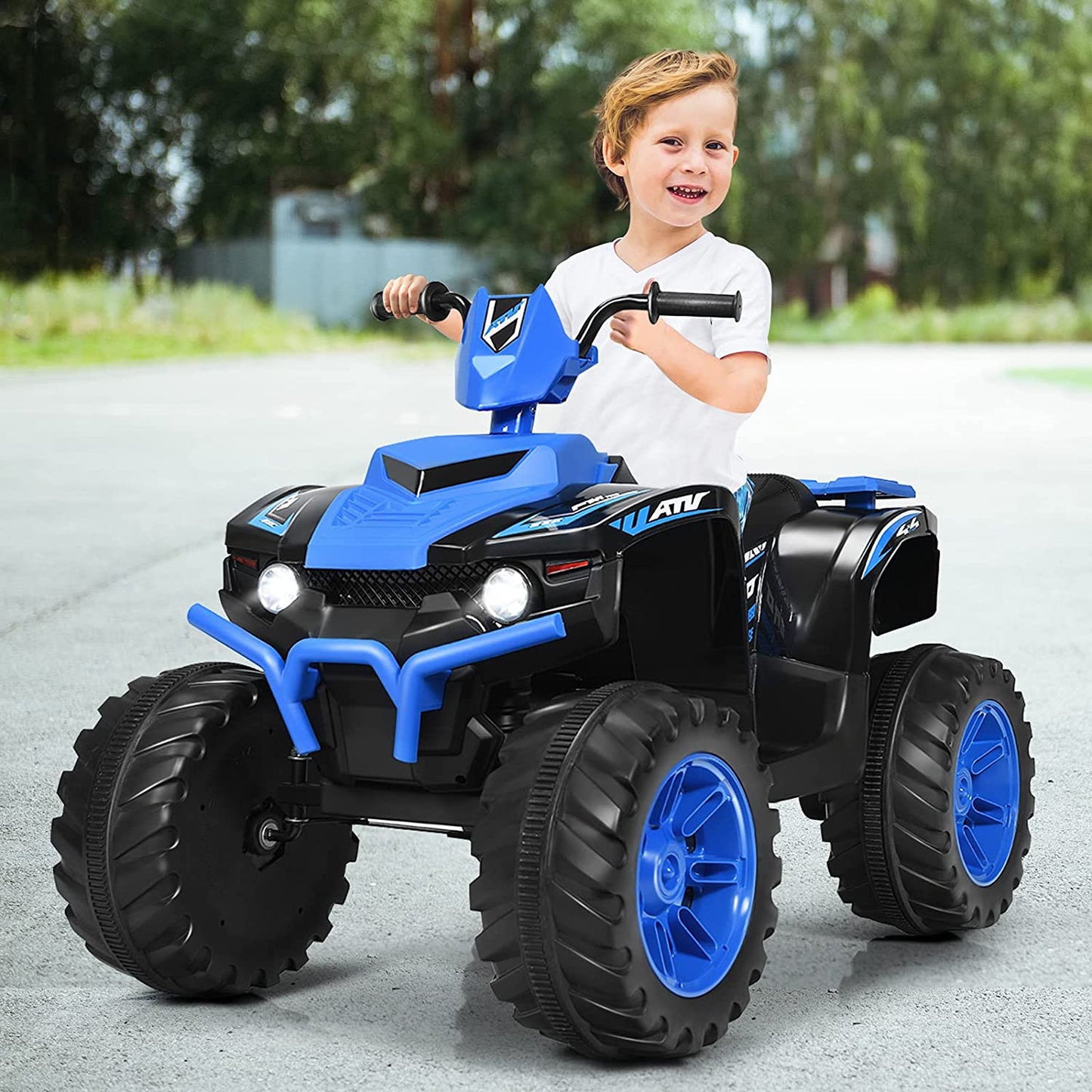 Infans 12V Kids 4-Wheeler ATV Quad Ride On Car w/ LED Light & Music Navy