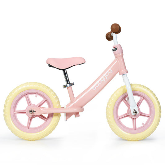 Infans 12 inch Balance Bike Kids No-Pedal Learn To Ride Pre Bike w/Adjustable Seat Pink