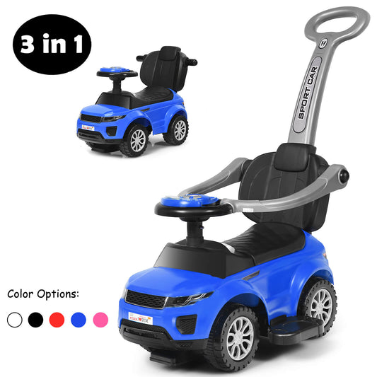 Infans 3 in 1 Ride on Push Car Toddler Stroller Sliding Car w/Music Navy