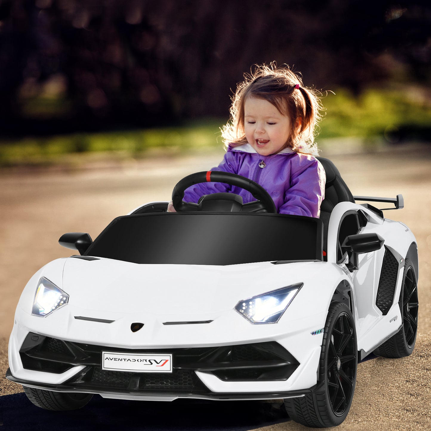 Infans 12V Kids Ride On Car Licensed Lamborghini SVJ RC w/ Trunk & Music White