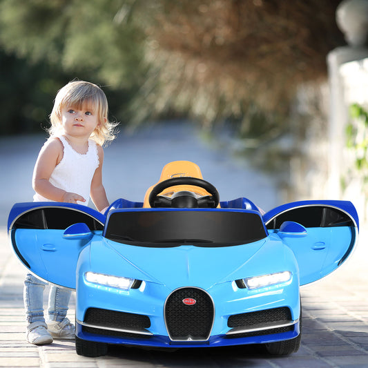 Infans 12V Licensed Bugatti Chiron Kids Ride On Car RC w/Storage Box&MP3 Navy