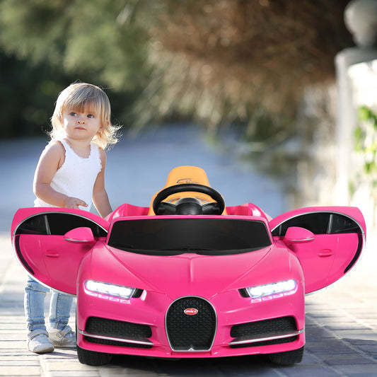 Infans 12V Licensed Bugatti Chiron Kids Ride On Car RC w/Storage Box&MP3 Pink