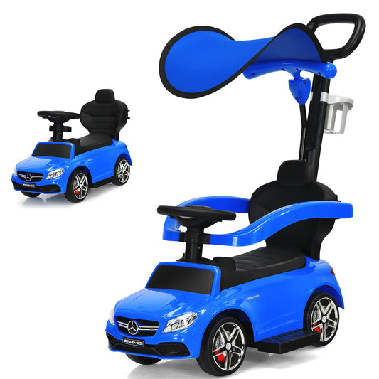Infans 3 in 1 Ride on Push Car Mercedes Benz Toddler Stroller Sliding Car Blue