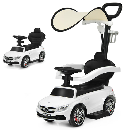 Infans 3 in 1 Ride on Push Car Mercedes Benz Toddler Stroller Sliding Car White