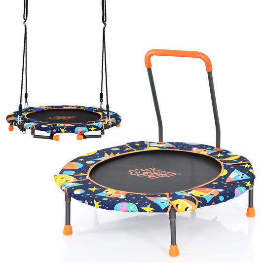 Infans 36 inch Convertible Swing & Trampoline Set Toddler Kids Fitness Rebounder W/Handrail