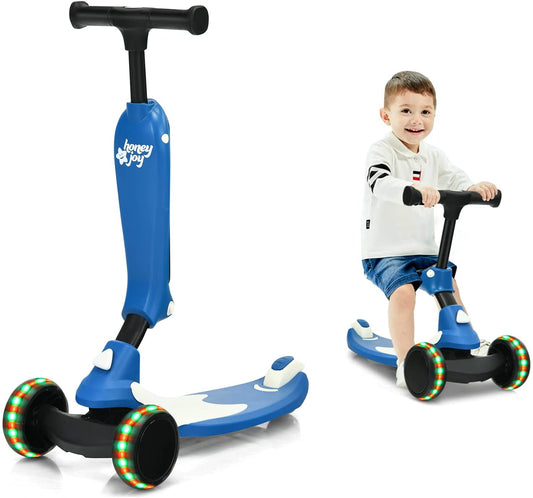Infans 2-in-1 Kids Kick Scooter w/ Removable Seat Flash Wheels & Brake Blue