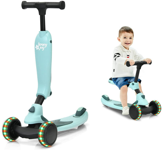 Infans 2-in-1 Kids Kick Scooter w/ Removable Seat Flash Wheels & Brake Green