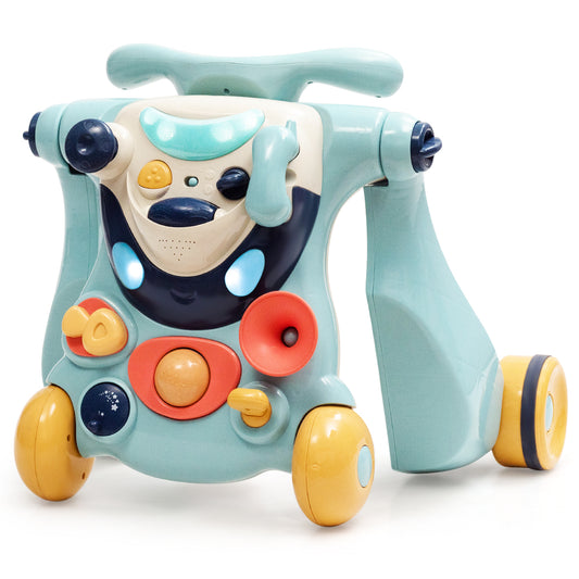 Infans 2-in-1 Baby Sit-to-Stand Walker Kids Activity Center Toddler Walking Toy Blue
