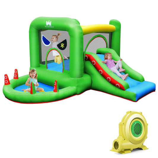 Infans Inflatable Bouncer Kids Bounce HouseJump Climbing Slide Ball Pit w/ 480W Blower