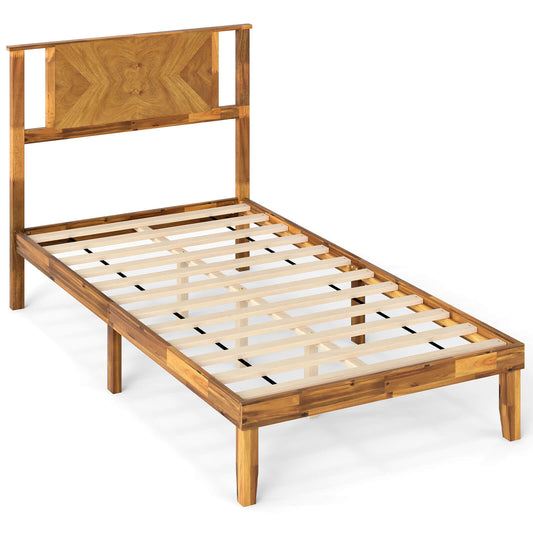 Infans Twin Size Bed Frame w/Headboard Under-Bed Space No Box Spring Needed