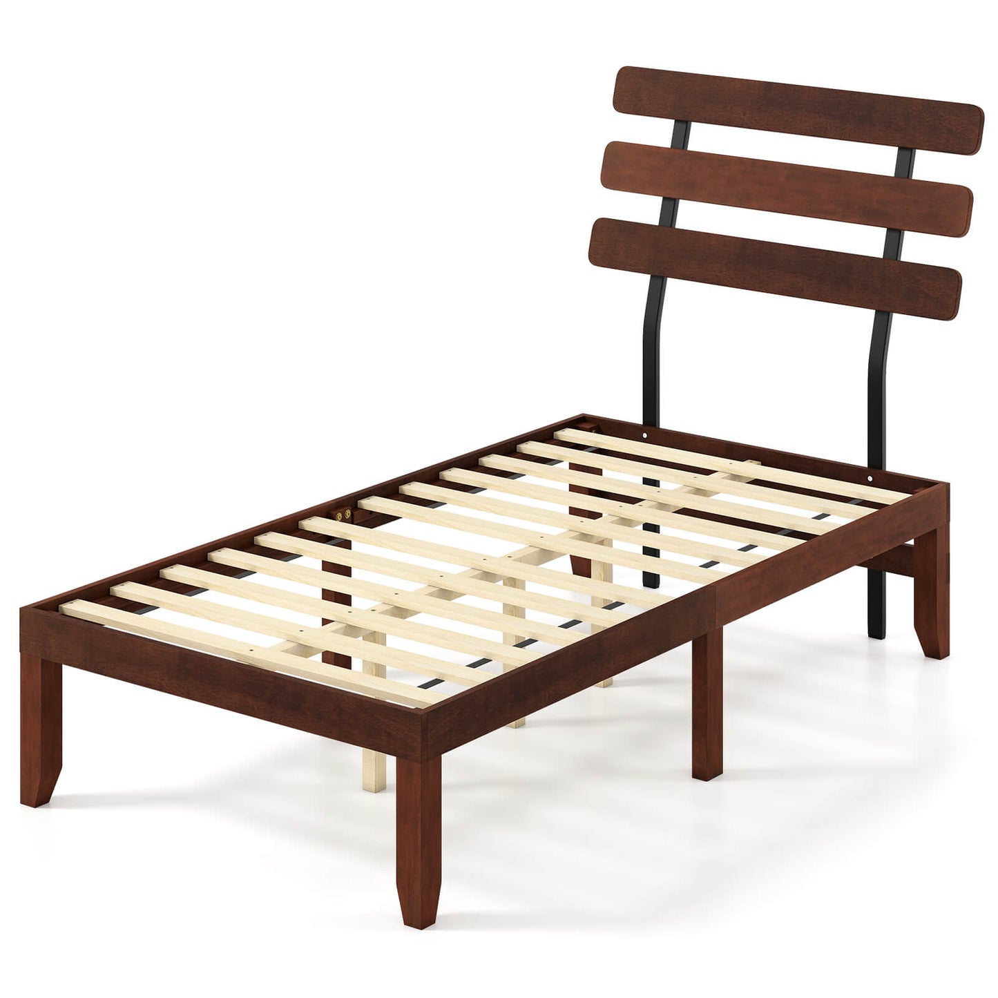 Infans 15.5 Inch Twin Size Bed Frame w/Retro Headboard &Under-Bed Storage Space