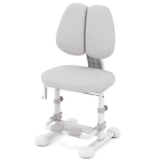 Infans Kids Study Chair with Adjustable Double Backrest, Footrest, Seat Height and DepthGray