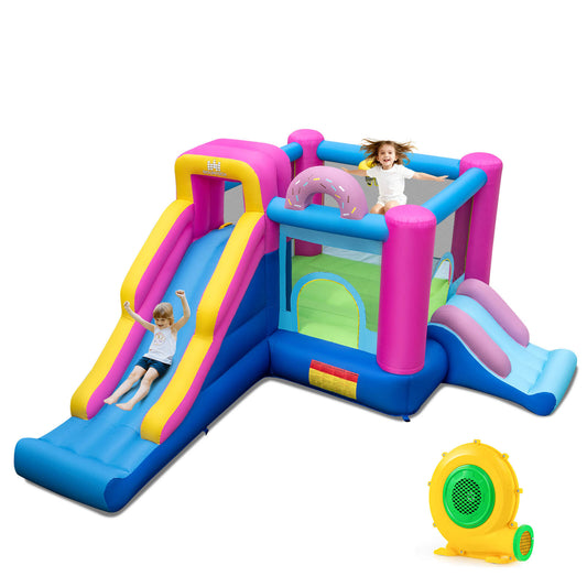 Infans Inflatable Bounce House w/Slides Jumping Area Climbing Wall 680W Blower for Yard