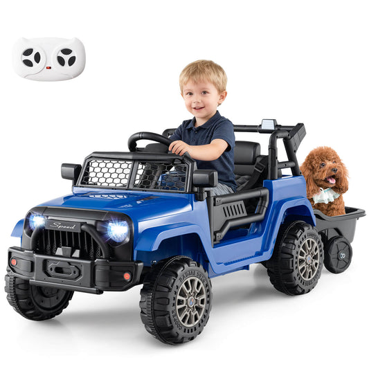 Infans Kids Ride On UTV Car with Detachable Trailer,Parent Remote Control, Light and MusicMulticolor