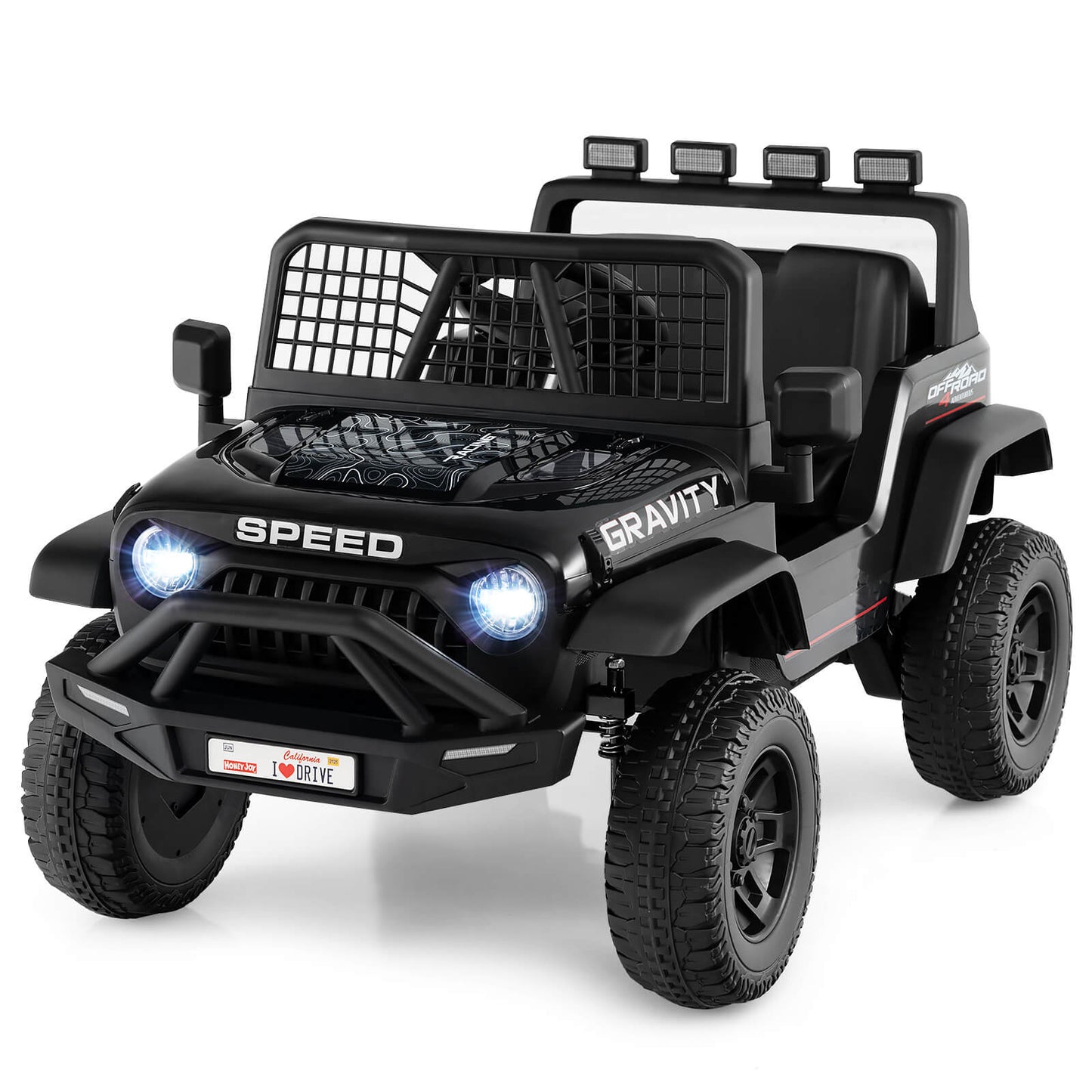 Infans 24V Ride On Car with Remote Control Music LED Headlights Spring Suspension for KidsBlack