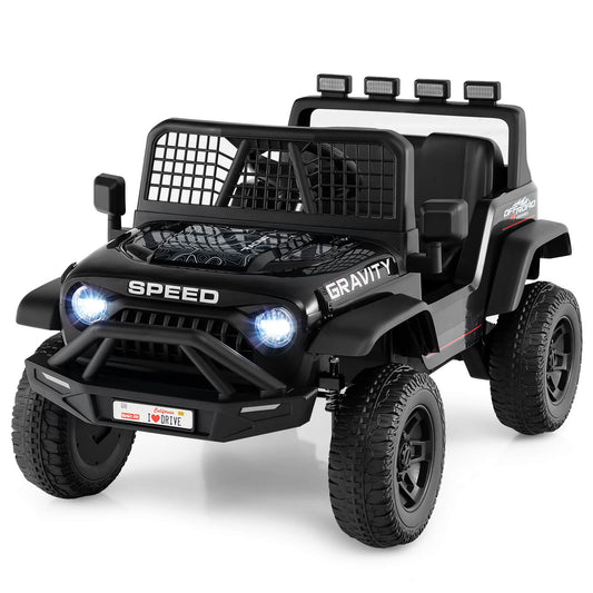 Infans 24V Ride On Car with Remote Control Music LED Headlights Spring Suspension for KidsBlack