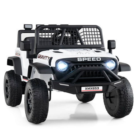 Infans 24V Ride On Car with Remote Control Music LED Headlights Spring Suspension for KidsWhite