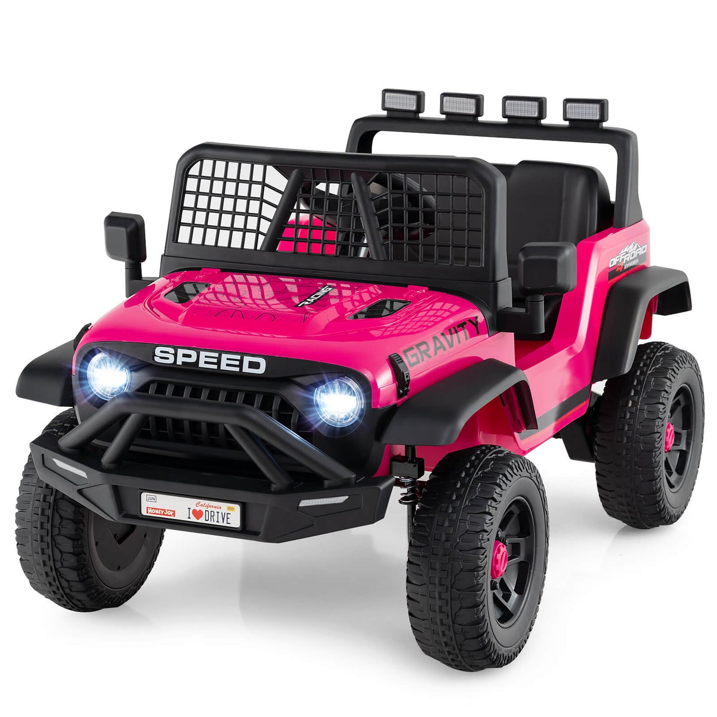 Infans 24V Ride On Car with Remote Control Music LED Headlights Spring Suspension for KidsPink