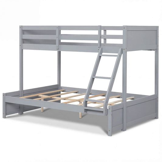 Infans Twin Over Full Bunk Bed w/3-Step Ladder Full-Length Guardrails 21 Support Slats