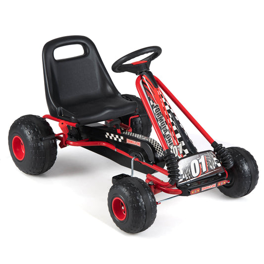 Infans Kids 4-Wheel Pedal Go Kart w/Clutch & Hand Brake. Multi-Terrain Wheels,Blue.