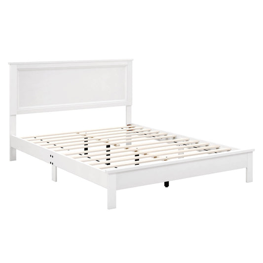 Infans Queen Size Bed Frame Platform Slat High Headboard Bedroom Rubber Wood Leg White