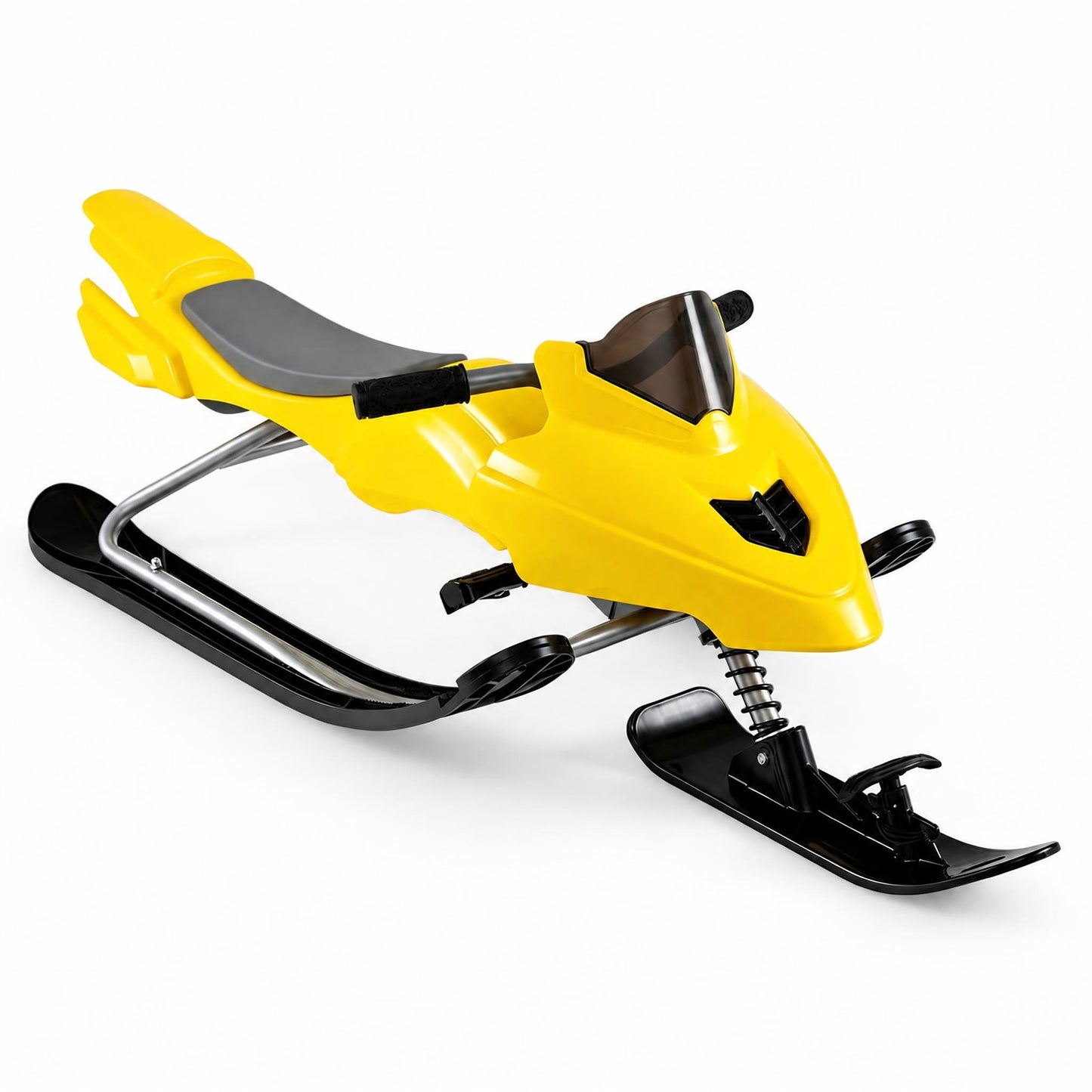 INFANS Snow Racer Sled w/Brakes Tow Ropes Easy Grip Steering Handle for Winter Sports Yellow
