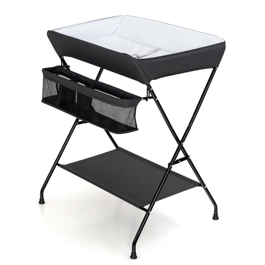 Infans Infant Baby Changing Table Folding Diaper Station Organizer withStorageBlack