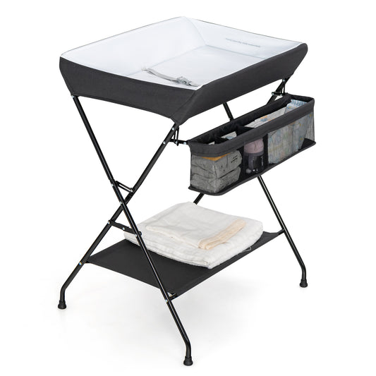 Infans Infant Baby Changing Table Folding Diaper Station Organizer w/ StorageBlack