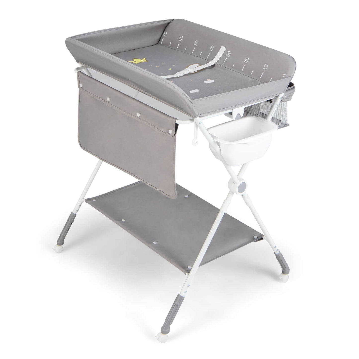 Infans Folding Baby Changing Table Infant Newborn Nursery Organizer w/Water Basin Gray