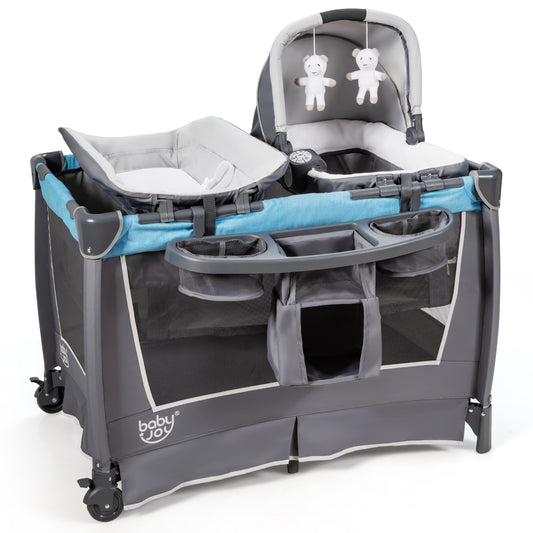 Infans 4-in-1 Convertible Portable Baby Playard Newborn Napper w/ Toys & Music Blue
