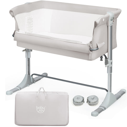 Infans Portable Baby Bedside Bassinet Infant Travel Bassinet Crib W/Carrying BagBeige