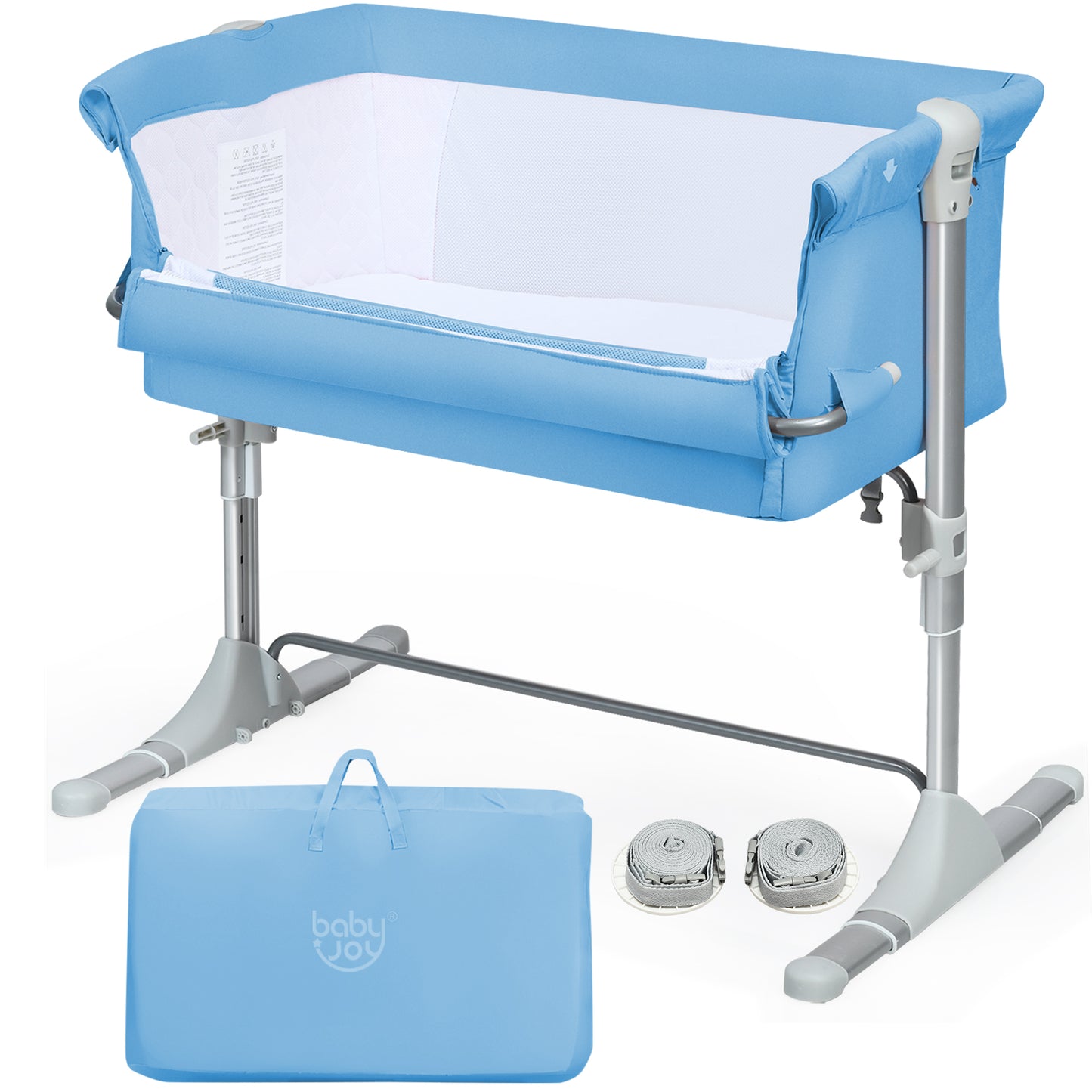 Infans Portable Baby Bedside Bassinet Infant Travel Bassinet Crib W/Carrying Bag Blue