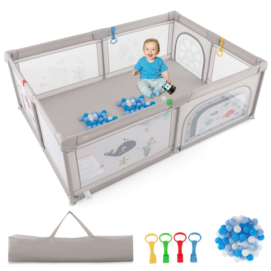 Infans Large Baby Playpen Kids Play Yard Activity Center 81inch x 57.5inch Penguin Pattern