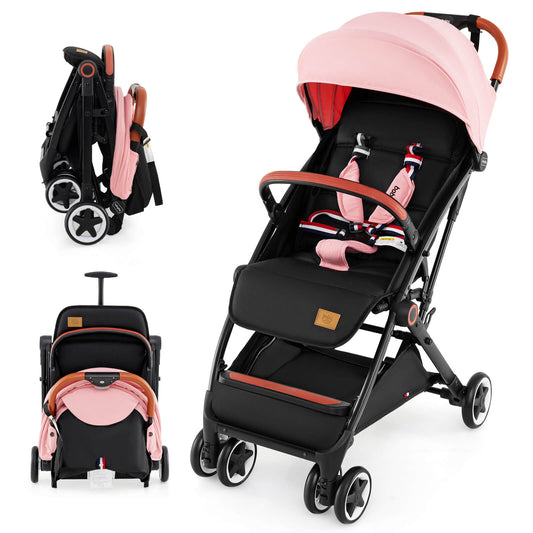 Infans Lightweight Baby Stroller Aluminium Frame w/ Net for Travel Pink