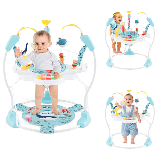 Infans Baby Stationary Activity Center Infant Jumper with Removable Foot PadNavy