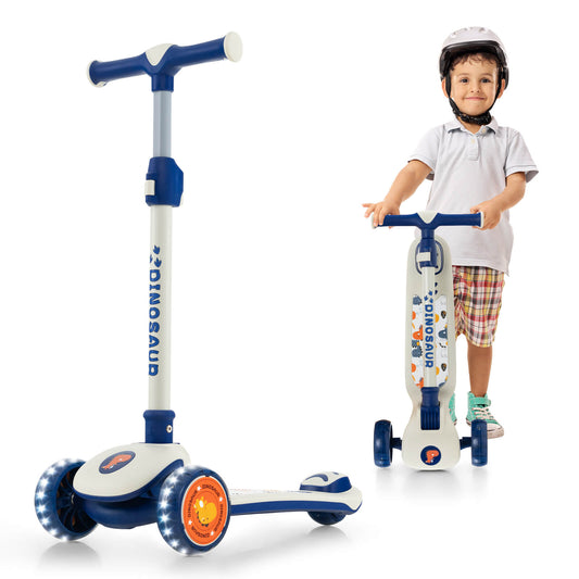 Infans 3-Wheel Kids Scooter Toddler Folding Balancing Kick Scooter w/Light-up LED Wheel