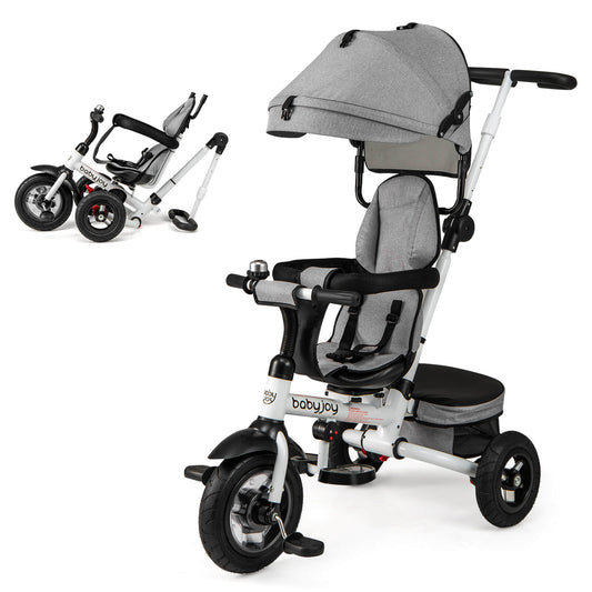 Infans 5-in-1 Folding Trike for Toddlers 1-5 Years Old withSafety Harness StorageGray
