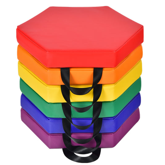 Infans 6 PCS Hexagon Toddler Floor Cushions Classroom Seating w/Handles Multifunction