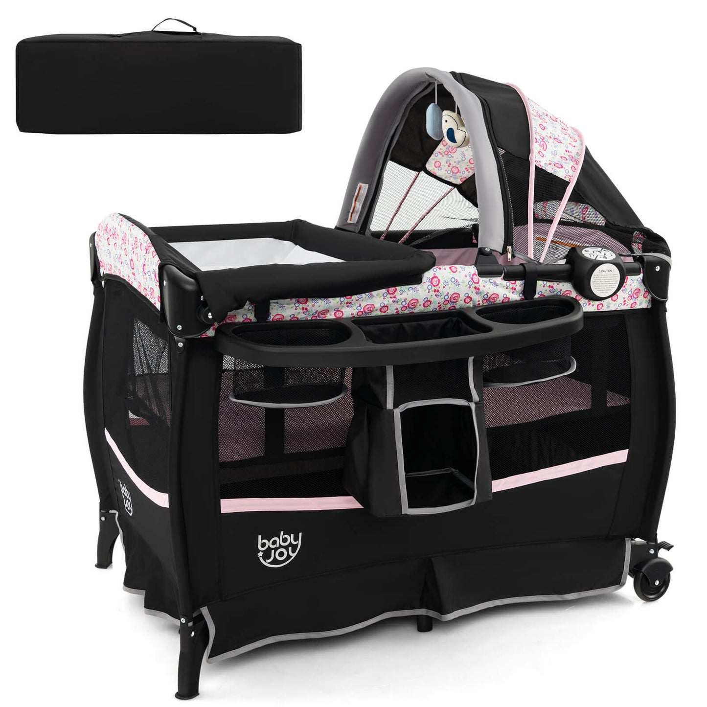 Infans 4 in 1 Portable Pack & Play Foldable Baby Bassinet w/Mattress Carrying Bag