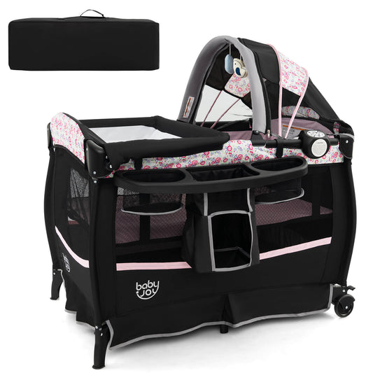 Infans 4 in 1 Portable Pack & Play Foldable Baby Bassinet w/Mattress Carrying Bag