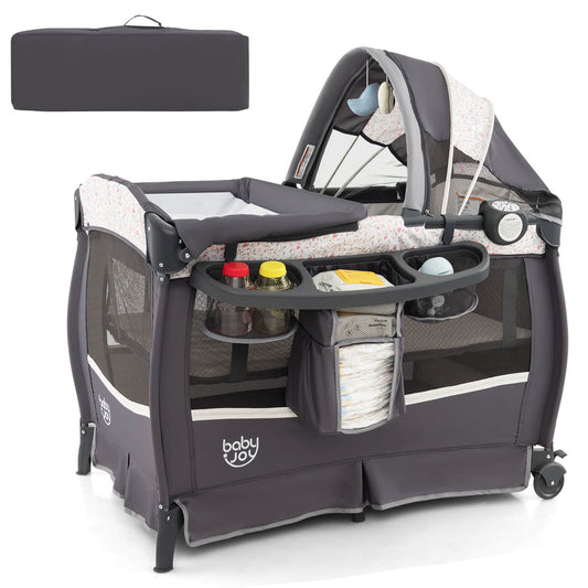 Infans 4 in 1 Portable Pack & Play Foldable Baby Bassinet with Mattress Carrying Bag